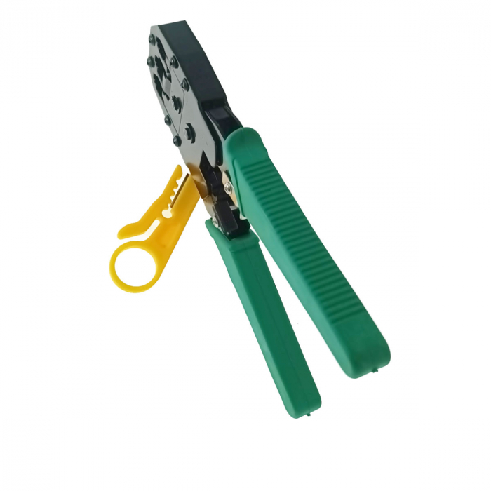 Set cleste de sertizare mufe retea, telefon, si cutter fire, Xtreme HY-200 00583, RJ45/RJ12/RJ11, verde cu negru [2]