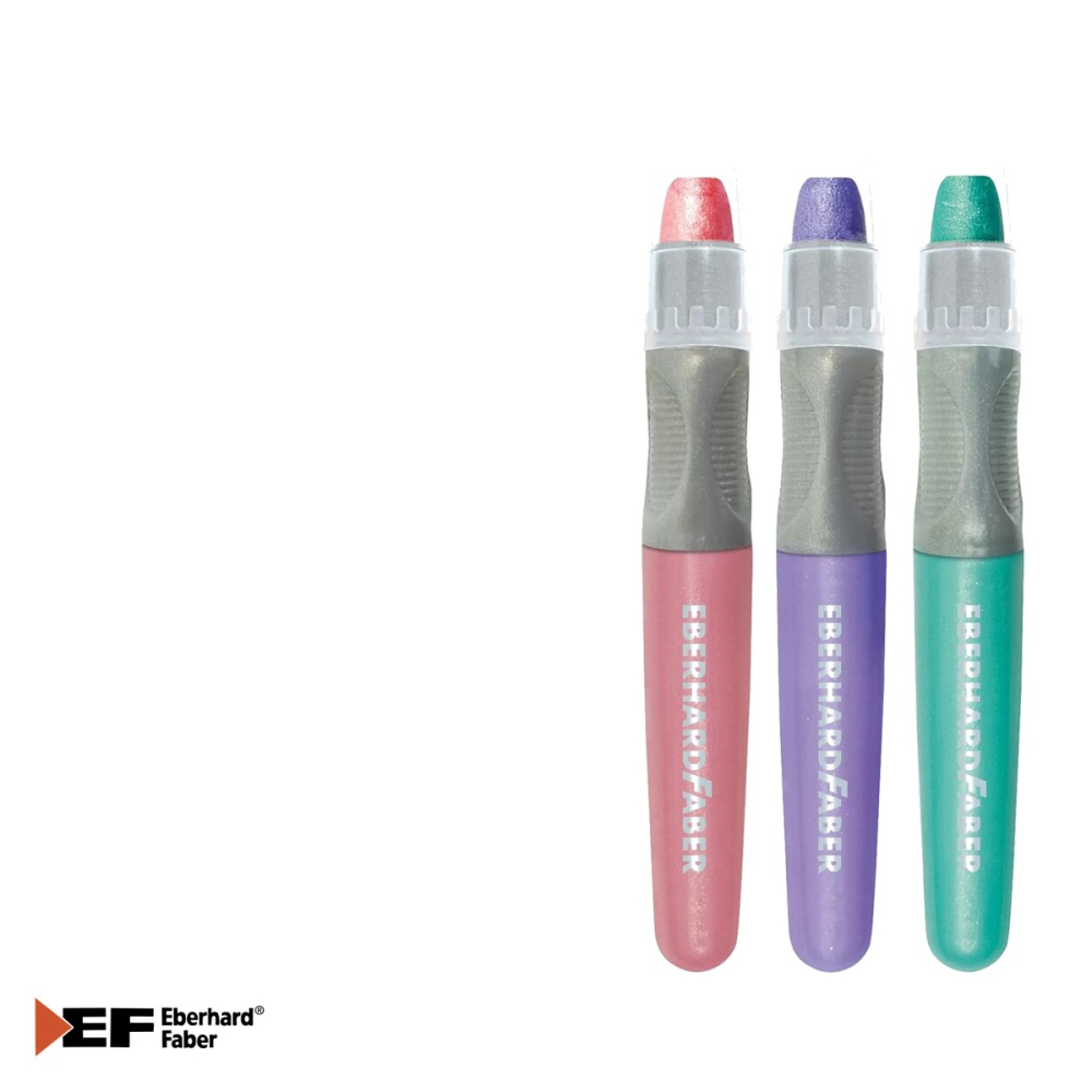 Set colorare par Eberhard Faber, 3 creioane pastel cu pieptan inclus, roz violet turcoaz, pentru petreceri si evenimente [5]