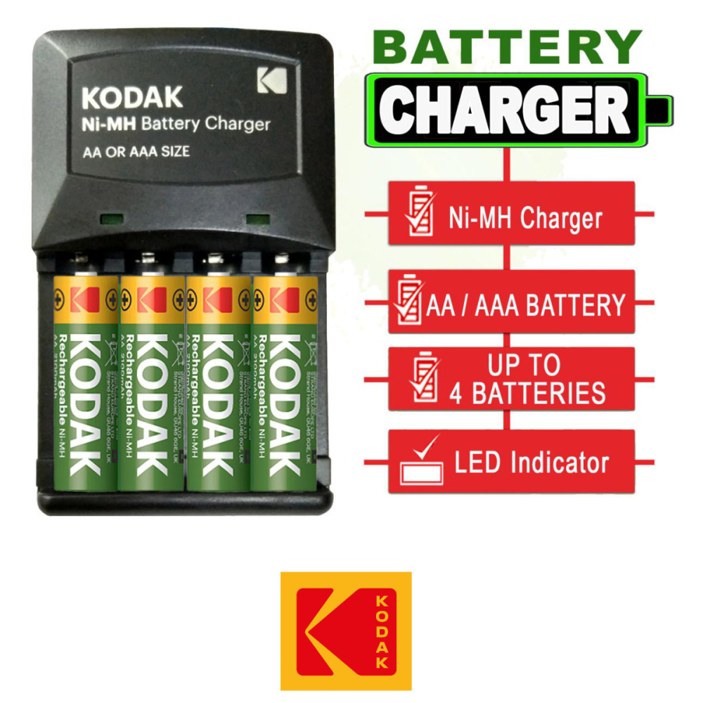 Set Complet Incarcator Kodak pentru Baterii AA si AAA, Cu 4 Acumulatori AA 2100 mAh Inclusi, Pentru Incarcare Sigura si Economica, Cu Protectie la Polaritate Inversa [4]