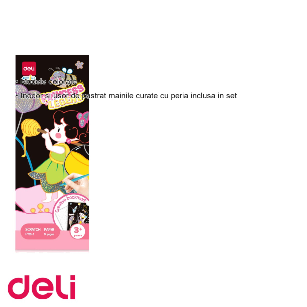 Set creativ Deli 14 semne de carte carton razuibil cu model printese, activitate artistica pentru copii [3]