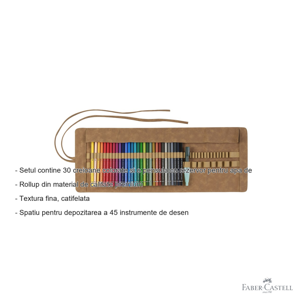 Set creioane colorate acuarela Faber-Castell Albrecht Durer, 30 bucati cu rollup si pensula cu rezervor, pentru artisti profesionisti [2]