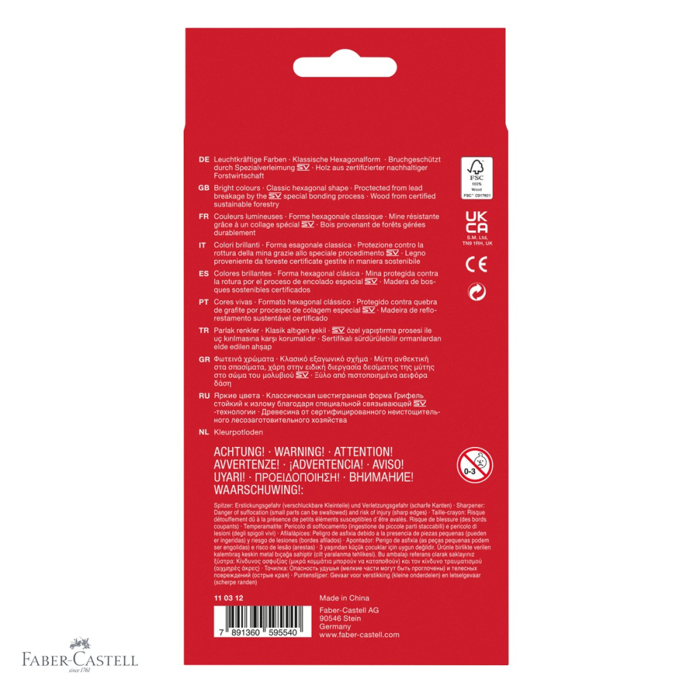 Set creioane colorate Faber-Castell Eco, 12+3 culori bicolore cu ascutitoare, pentru copii [4]