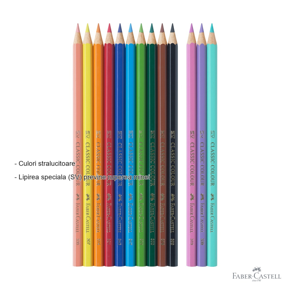 Set creioane colorate Faber-Castell Unicorni, 10 culori clasice + 3 pastel, cu stickere, pentru copii [2]