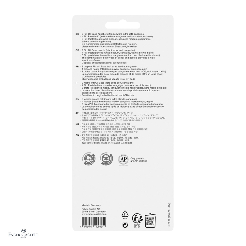 Set creioane pentru desen Faber-Castell Pitt Monochrome, 9 piese, Pitt Oil Base si Pitt Pastel [4]