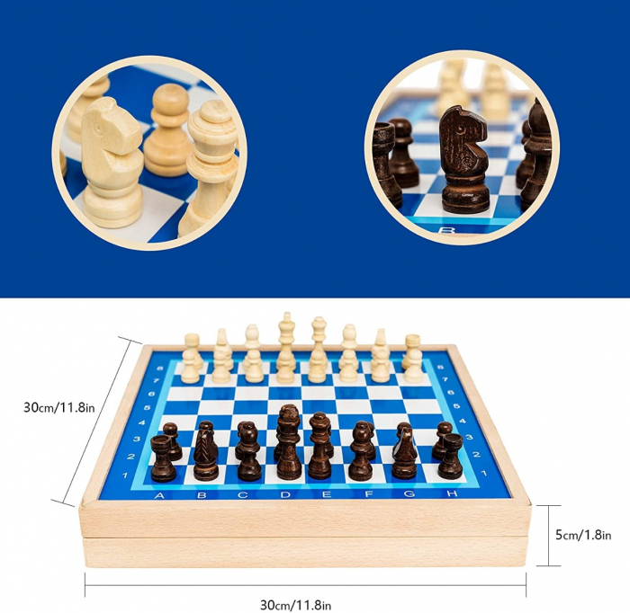 Set cu 4 jocuri, Sah, Fotbal, Gomoku si Gobang, cu suprafata de 30 x 30 cm, in cutie [9]