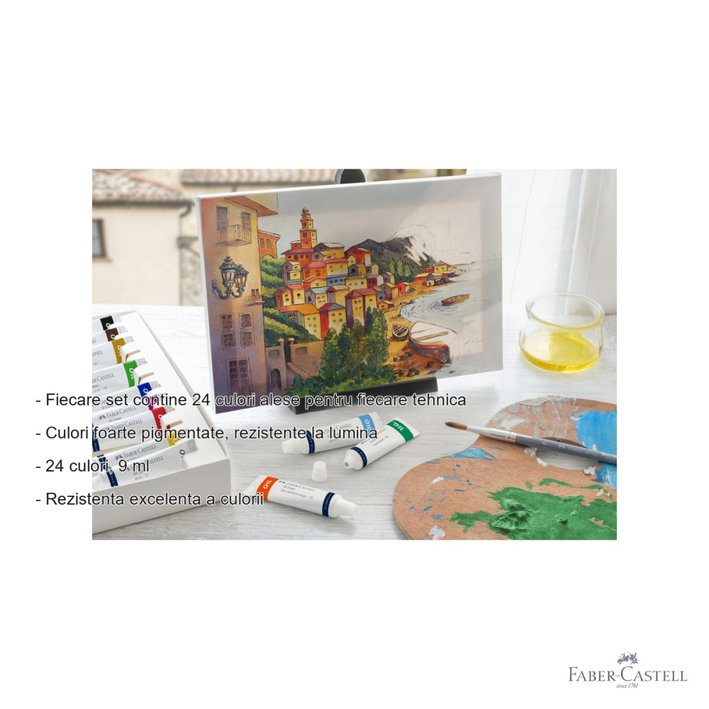 Set culori ulei Faber-Castell, 24 culori x 9 ml, pigmentare ridicata, pentru artisti si hobby [2]