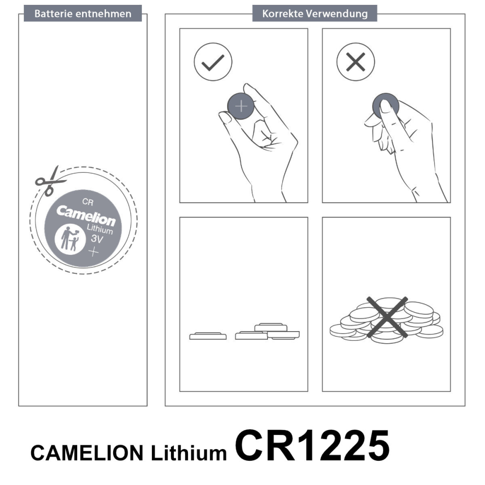 Set de 5 Baterii Litiu CR1225 / BR1225 3V 50mAh, Dimensiuni 12.5x2.5 mm, Pentru Chei Masina, Aparate Medicale Mici, Calculatoare, in Blister, Camelion [9]