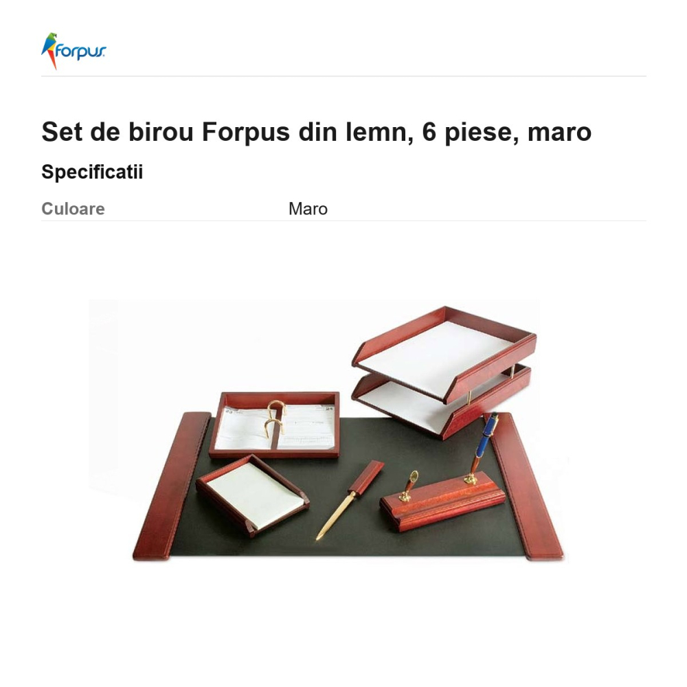 Set de birou Forpus din lemn, 6 piese, maro [3]