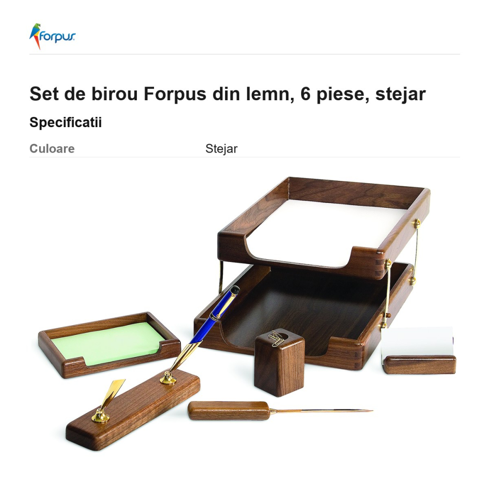 Set de birou Forpus din lemn, 6 piese, stejar [3]