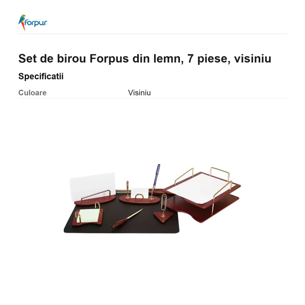 Set de birou Forpus din lemn, 7 piese, visiniu [3]