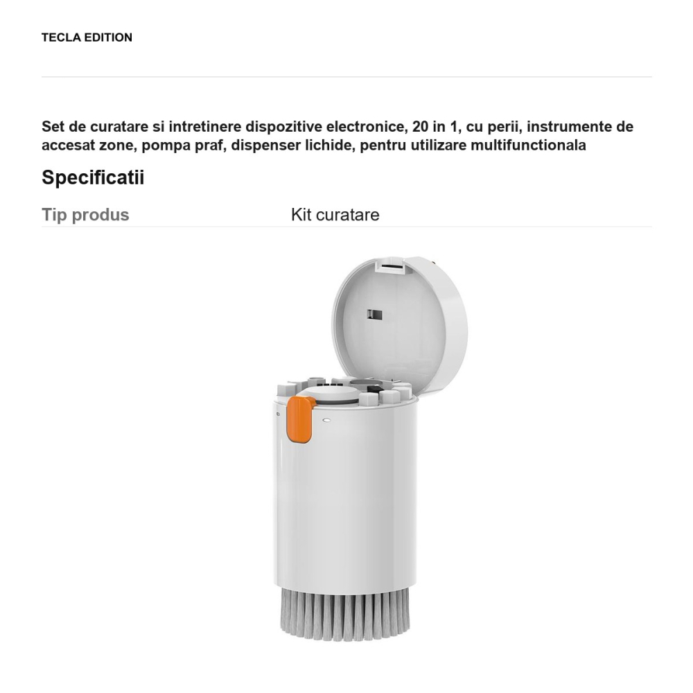 Set de curatare si intretinere dispozitive electronice, 20 in 1, cu perii, instrumente de accesat zone, pompa praf, dispenser lichide, pentru utilizare multifunctionala [3]