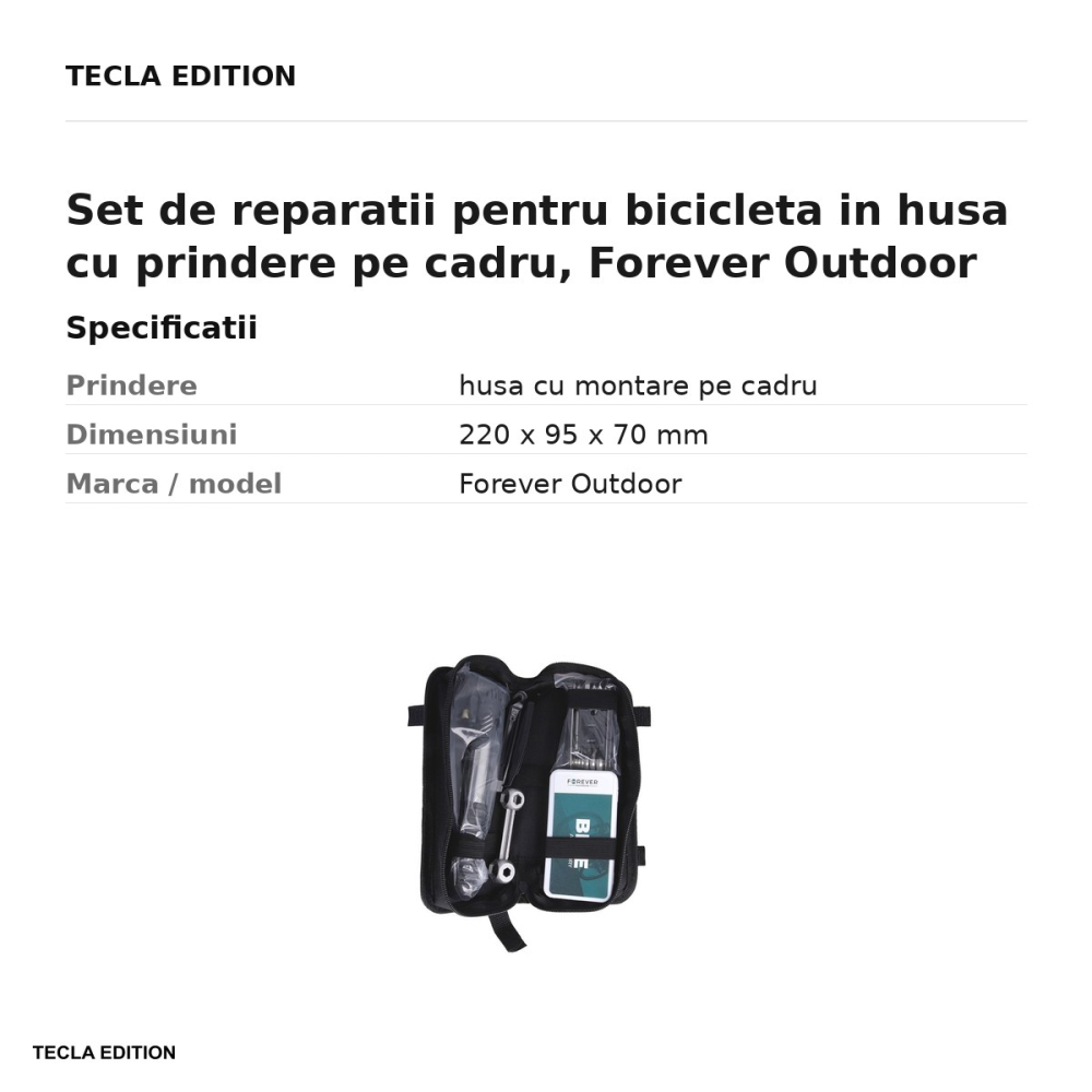 Set de reparatii pentru bicicleta in husa cu prindere pe cadru, Forever Outdoor [3]