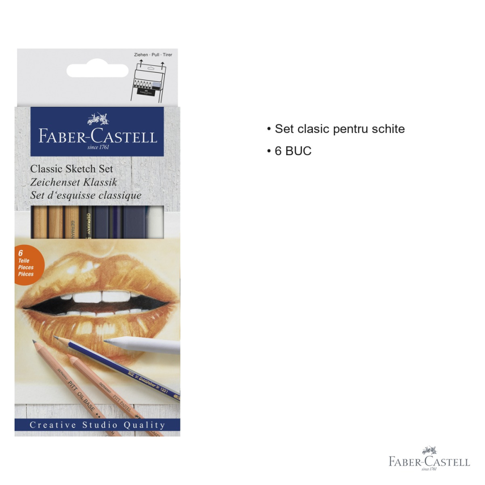 Set desen 6 piese Faber-Castell Pitt, pentru schite clasice cu grafit si pastel [3]