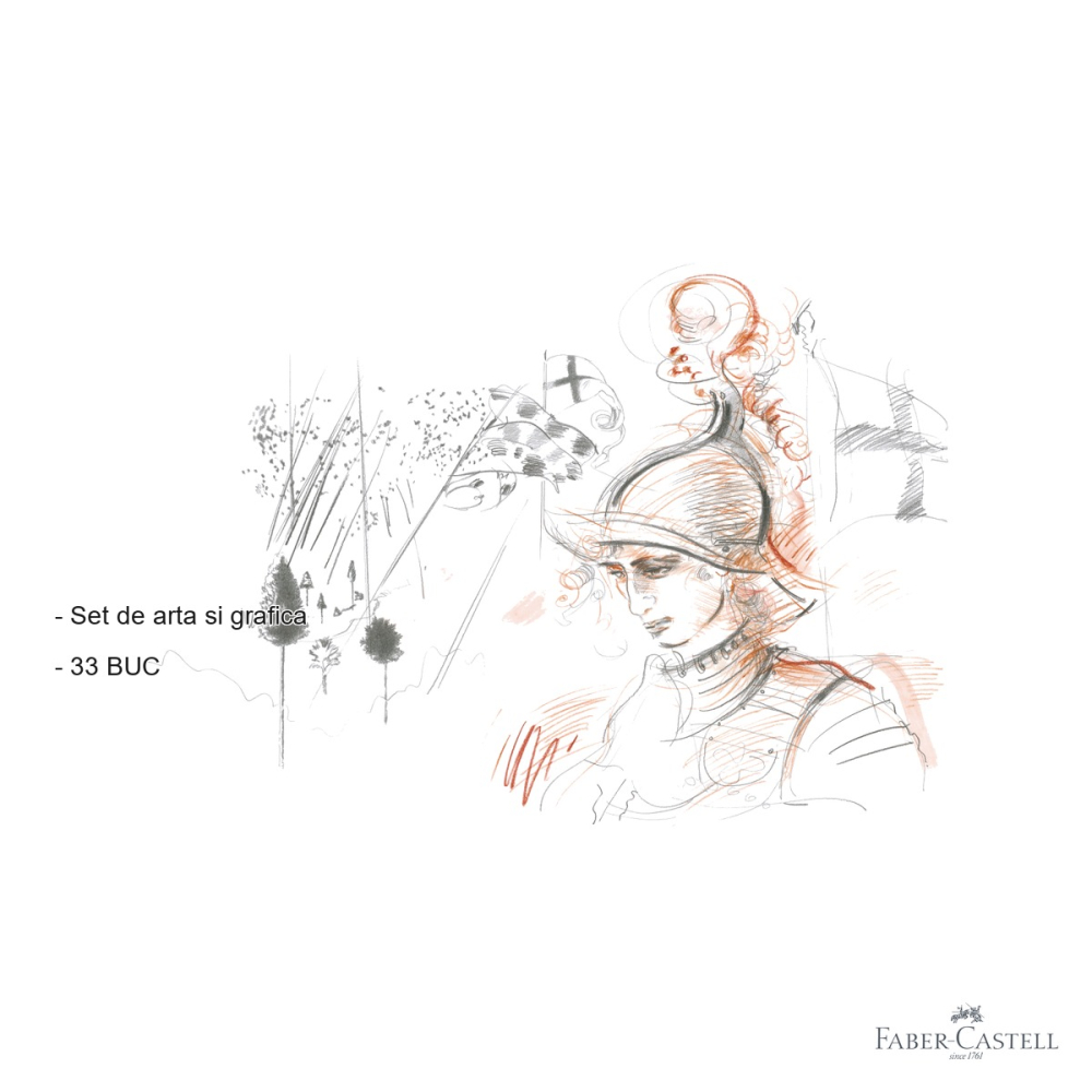 Set desen Pitt Monochrome 33 piese Faber-Castell, grafit, carbune si pastel, pentru artisti [2]