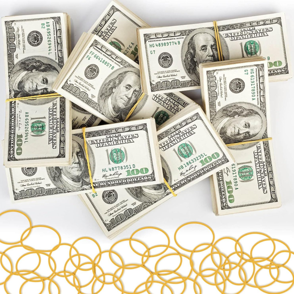 Set Elastice Bani, 100g, pentru Organizare Bancnote si Gospodarie, in Cutie Plastic, Galbene [4]