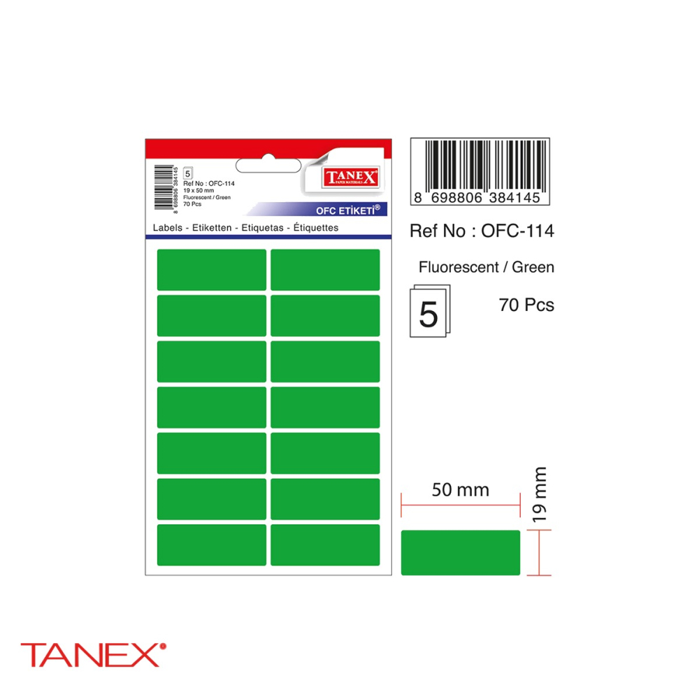 Set etichete autoadezive Tanex, 19x50 mm, colturi rotunjite, culoare verde, 70 bucati/set, hartie FSC certificata [4]