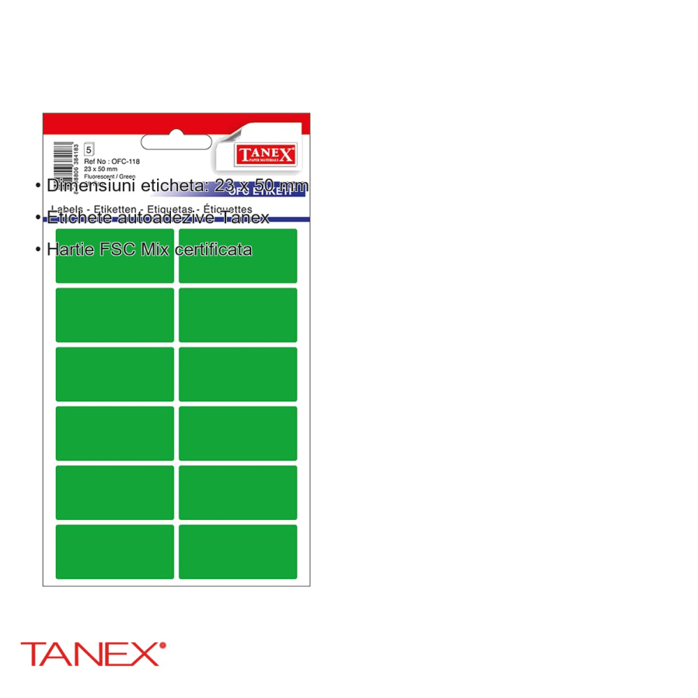 Set etichete autoadezive Tanex, 23x50 mm, colturi rotunjite, culoare verde, 60 bucati/set [3]