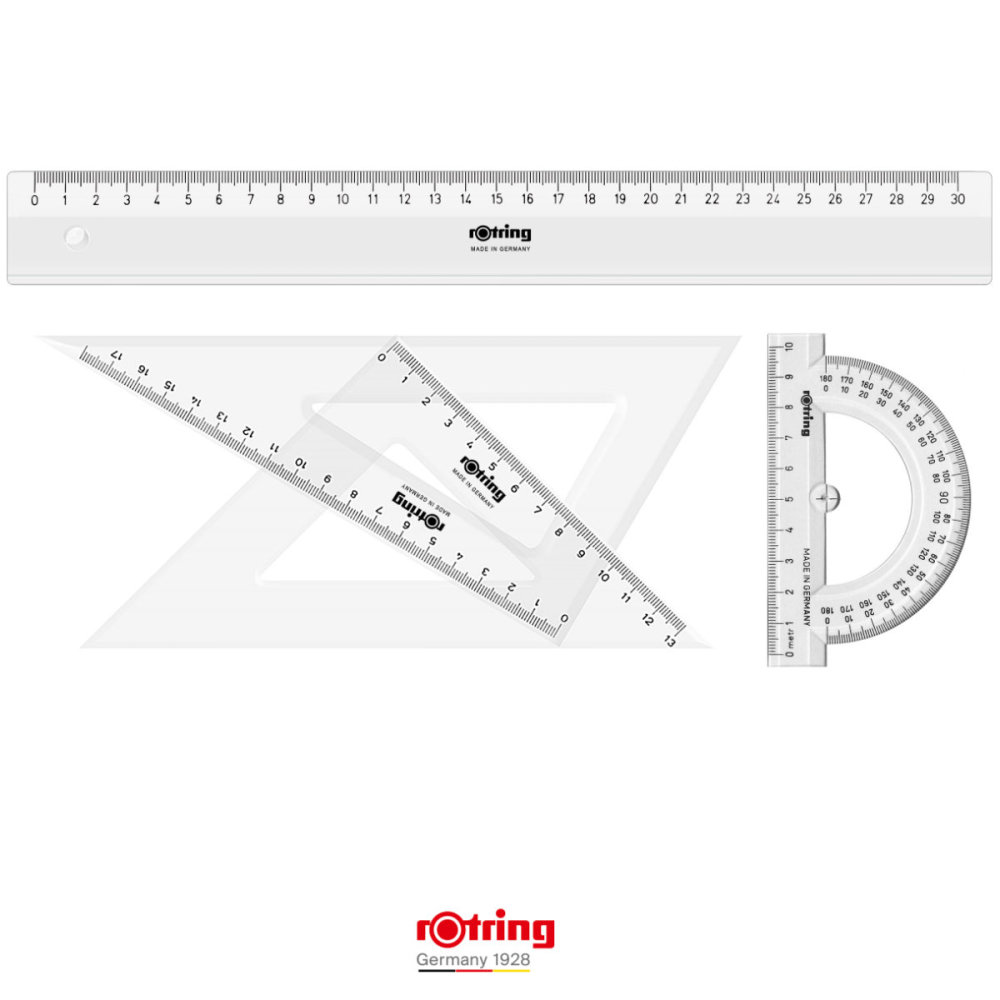 Set Geometrie 4 Piese pentru Scoala si Birou, Echere 45/60 Grade, Raportor si Rigla [2]