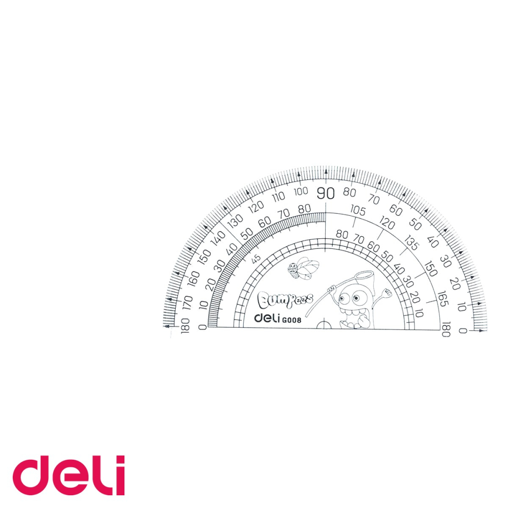 Set geometrie 4 piese transparente Deli Bumpees, cu lupa integrata, pentru scoala [5]