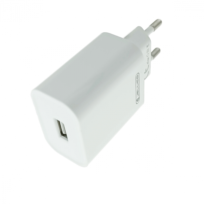 Set incarcator cu un port USB, de retea, cu cablu micro USB lungime 1m, 5V, 2.1A, Jellico C5 64567, alb [3]