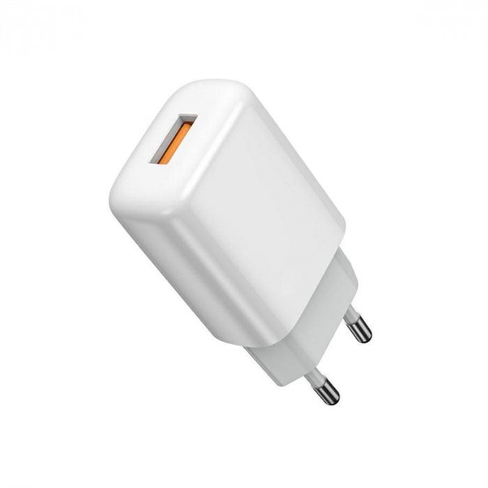 Set incarcator cu un port USB, de retea, cu cablu USB-C lungime 1m, 5V, 2.4A, PrestiCo F7S, alb [2]