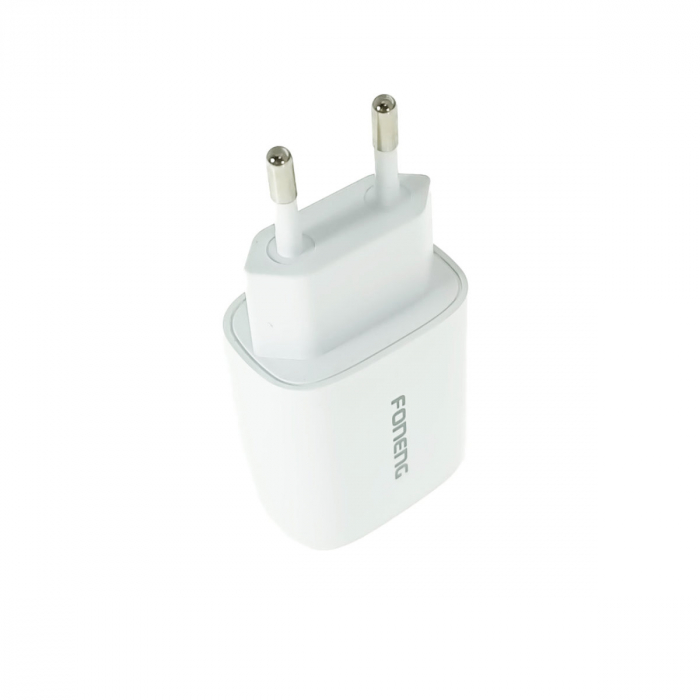 Set incarcator de retea cu cablu micro 1xUSB, 5V, 2.1A 10W, Foneng EU43, alb [2]