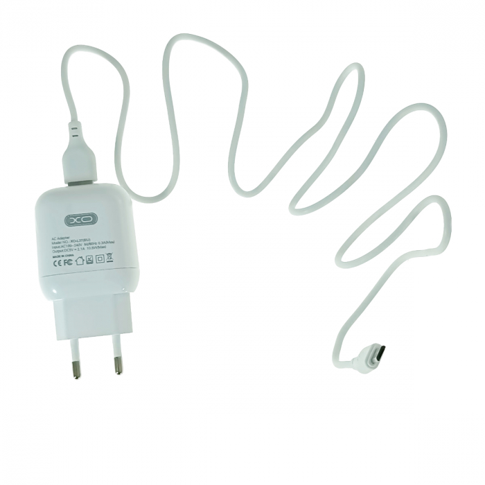Set incarcator de retea cu cablu micro USB de 1m, 5V, 2.1A, XO-L37 86649, alb [2]