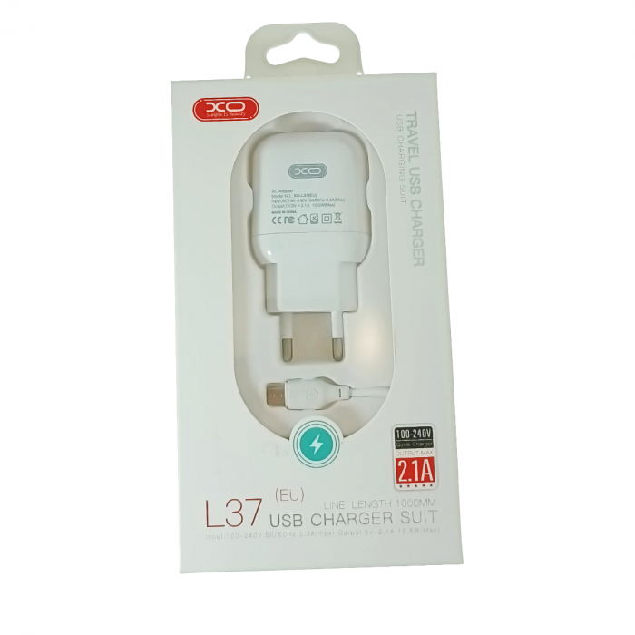 Set incarcator de retea cu cablu micro USB de 1m, 5V, 2.1A, XO-L37 86649, alb [5]
