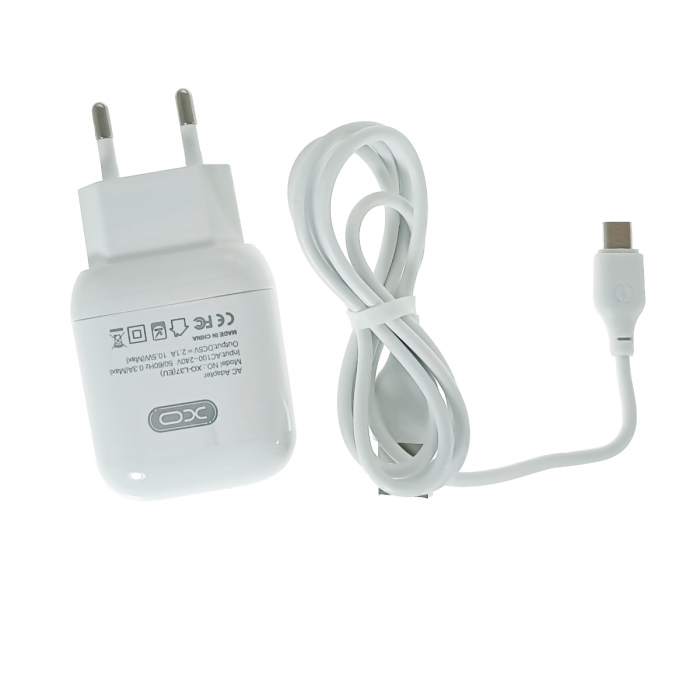 Set incarcator de retea cu cablu micro USB de 1m, 5V, 2.1A, XO-L37 86649, alb [4]