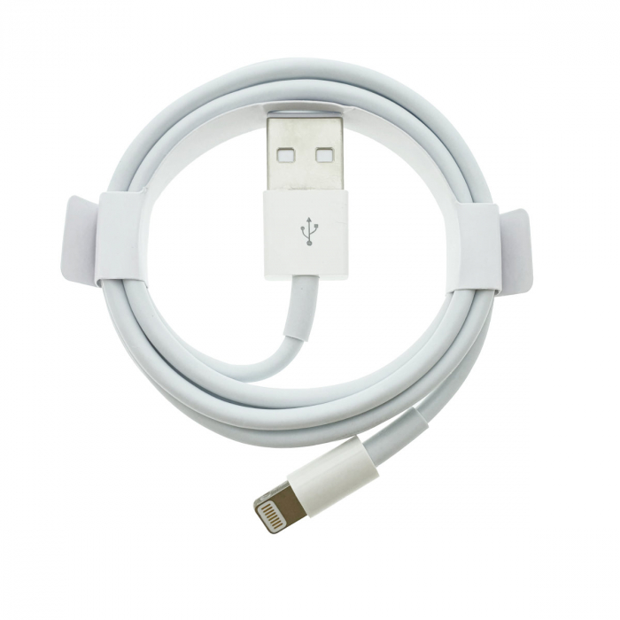Set incarcator pentru Apple, A1400, priza EU, 1 x USB, 5W, cu cablu tip Lightning, 1m, alb, in blister [4]