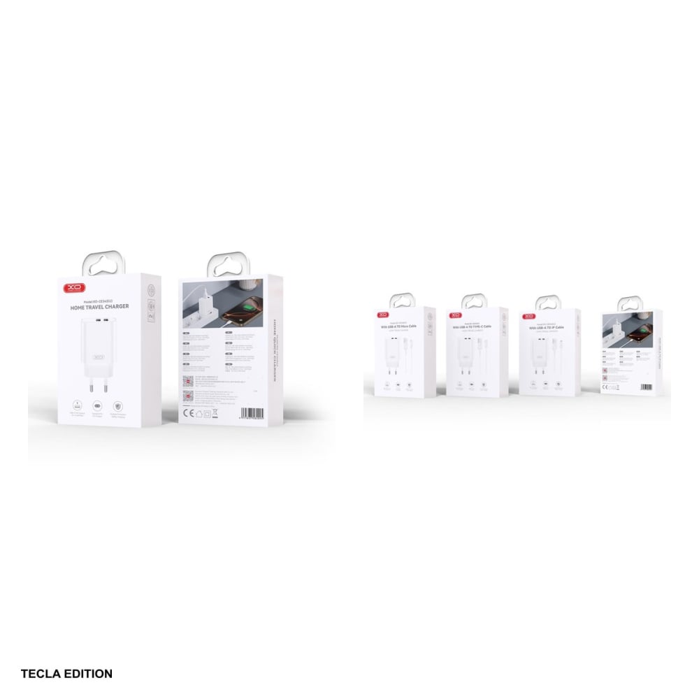 Set incarcator priza cu cablu Micro-USB XO CE34, 2.4A, 2 x USB-A, Quick Charge, Alb [5]