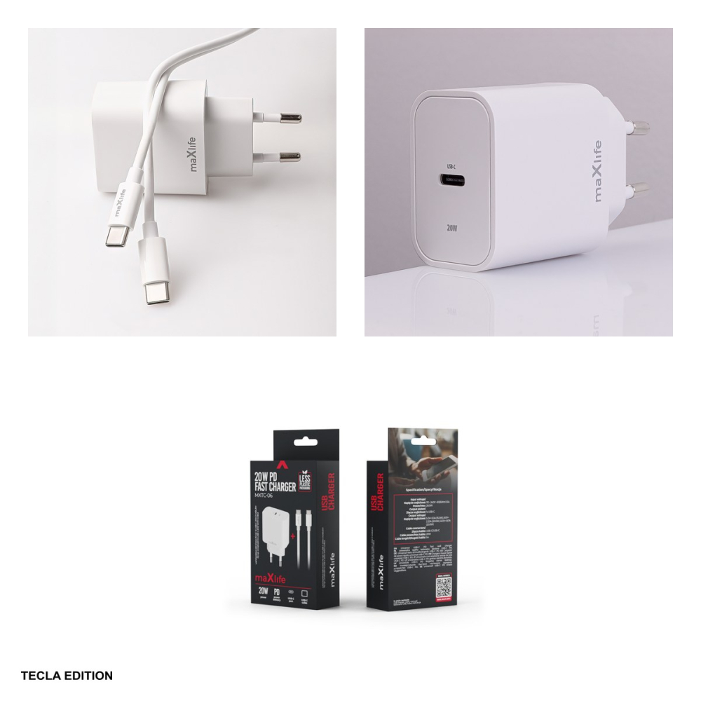 Set incarcator priza cu cablu USB-C Maxlife MXTC-06-20C, 20W, 1 x USB-C, Power Delivery, Quick Charge, Alb [6]