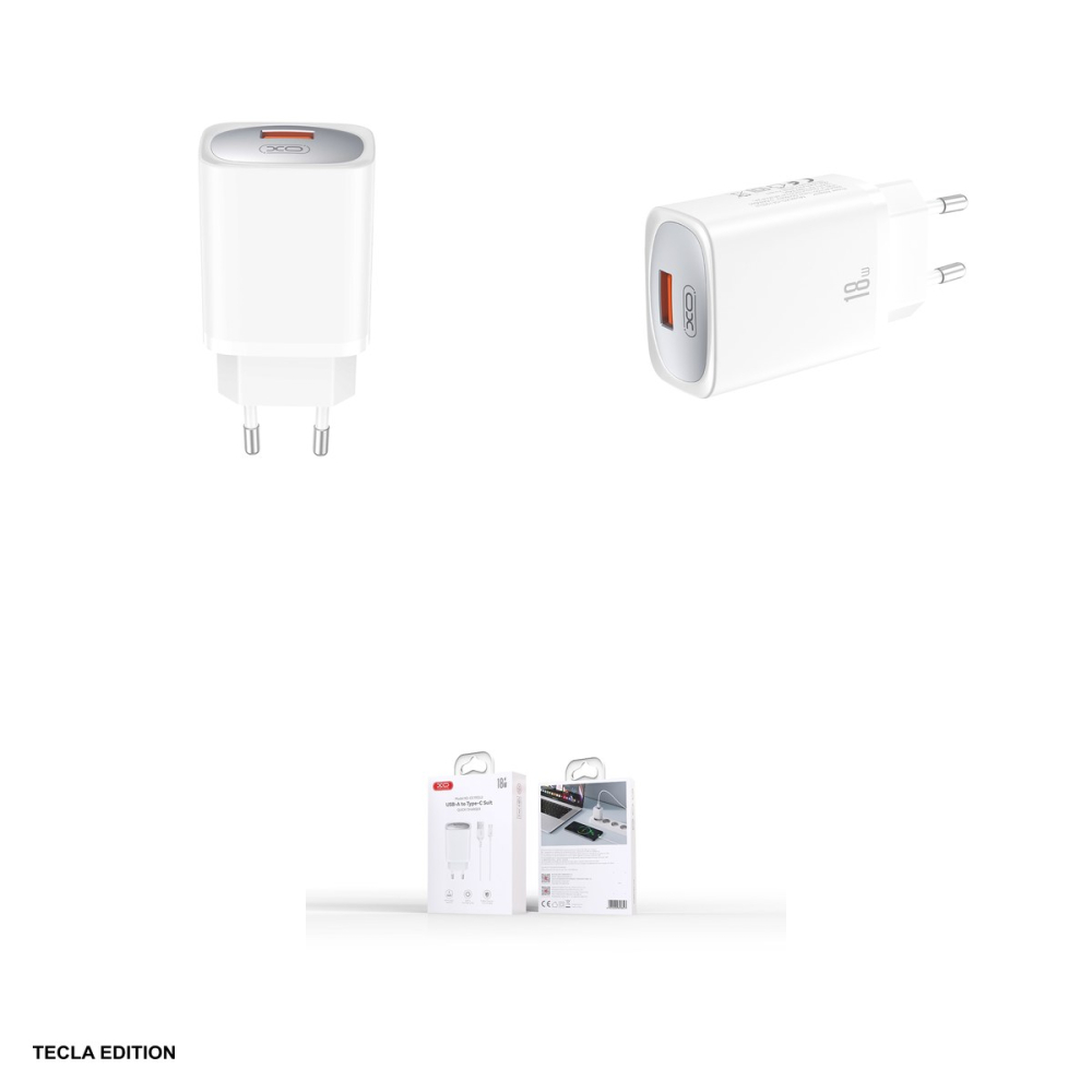 Set incarcator priza cu cablu USB-C XO CE19, 18W, 1 x USB-A, Quick Charge, Alb [4]