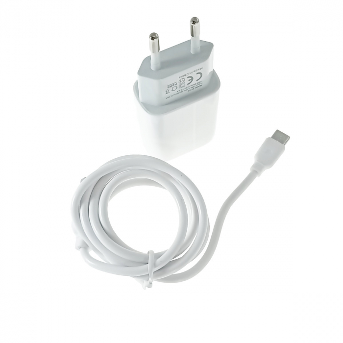 Set incarcator retea cu 2 porturi USB si cablu USB-C lungime 1m, 5V, 2.4A, Jellico EU02 20326, alb [2]