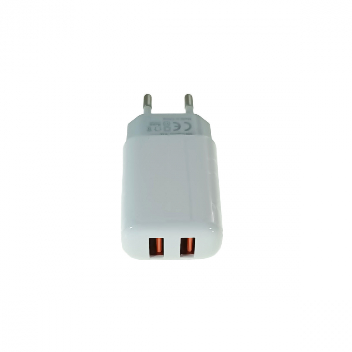 Set incarcator retea JELLICO EU02, 2.4A 12W, 2 X USB, cu cablu USB si conector compatibil iphone cu lungime 1m, alb [4]
