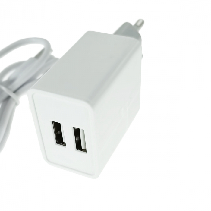 Set incarcator retea XO-L65 87134, cu cablu USB -lightning de 100 cm, 2 x USB, 2.4 A, alb [4]