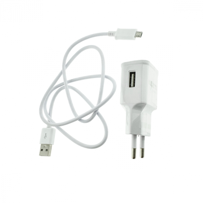 Set incarcator USB 2A, cu cablu microUSB 80 cm, Travel Adapter, Adaptive Fast Charging, alb, bulk [2]