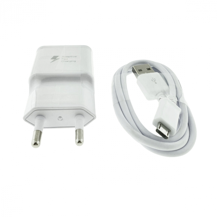 Set incarcator USB 2A, cu cablu microUSB 80 cm, Travel Adapter, Adaptive Fast Charging, alb, bulk [3]