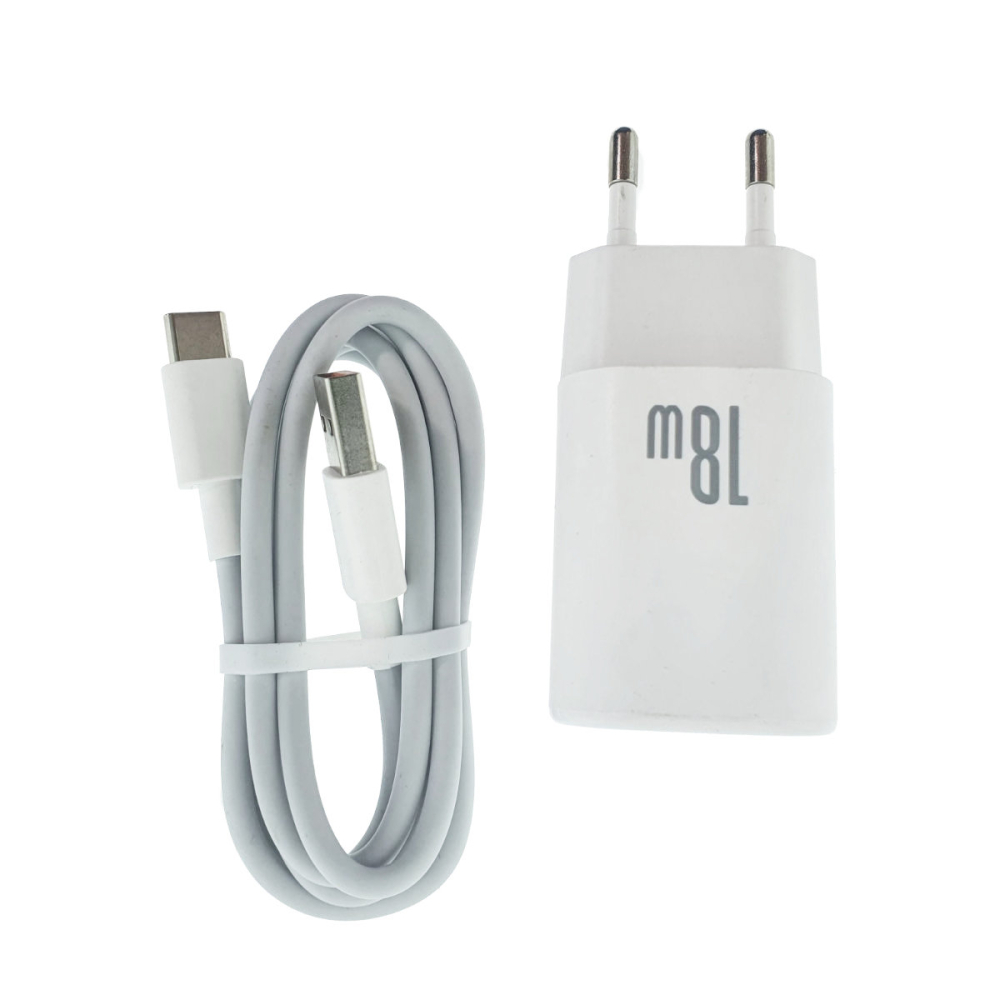 Set Incarcator USB Rapid QC 3.0 18W Foneng EU68 cu Cablu USB-C. Compact si Portabil, Alb [2]