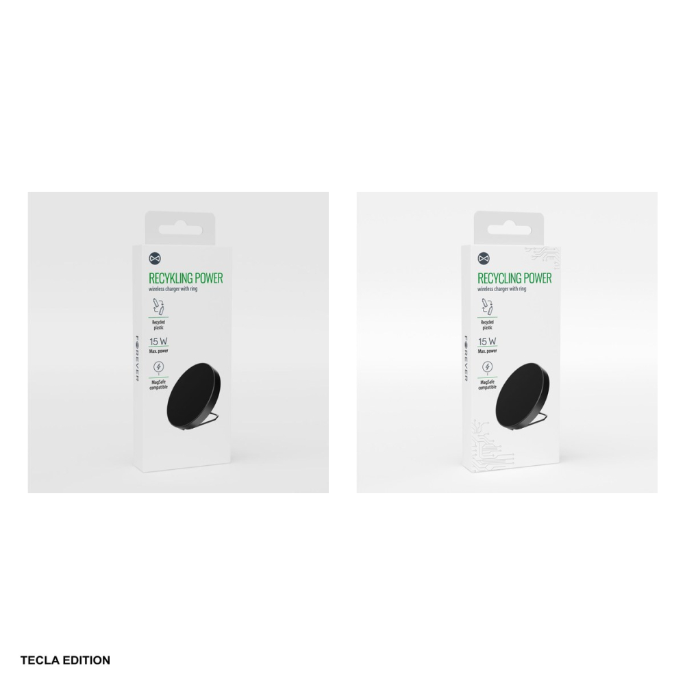 Set incarcator wireless magnetic cu suport si cablu USB-C Forever Recycling RLIR129-MS, 15W, MagSafe, Negru [5]