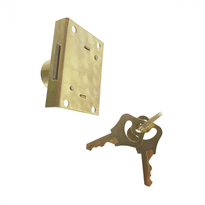 Set incuietoare pentru mobilier, FAM-65368, cu butuc si 2 chei, alama, dimensiuni 54 x 40 x 30 mm [3]