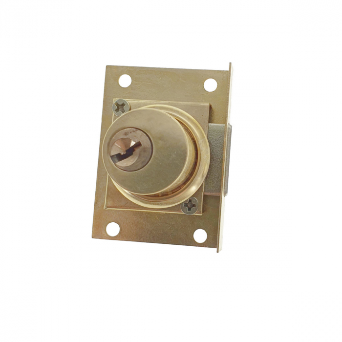 Set incuietoare pentru mobilier, FAM-65368, cu butuc si 2 chei, alama, dimensiuni 54 x 40 x 30 mm [5]