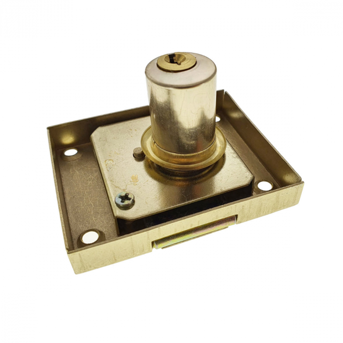 Set incuietoare pentru mobilier, FAM-65462, cu butuc si 2 chei, alama, dimensiuni 68 x 57 x 40 mm [4]