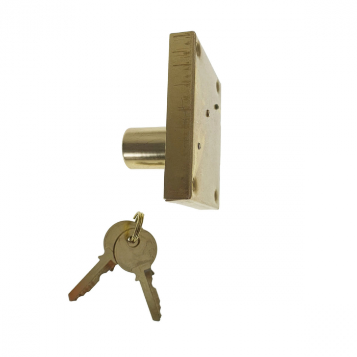 Set incuietoare pentru mobilier, FAM-65462, cu butuc si 2 chei, alama, dimensiuni 68 x 57 x 40 mm [3]