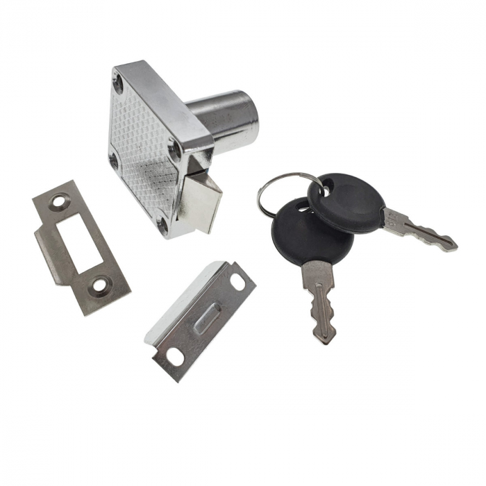 Set incuietoare pentru mobilier, FAM-66847, cu butuc si 2 chei, cromat, dimensiuni 43 x 40 x 40 mm [1]