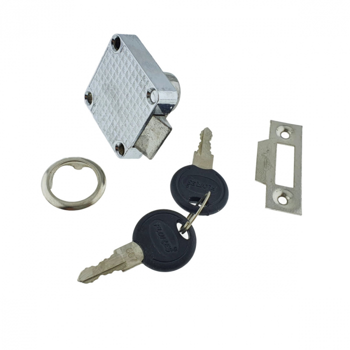Set incuietoare pentru mobilier, Flores 66846, cu butuc si 2 chei, cromat, dimensiuni 40 x 40 x 32 mm [5]