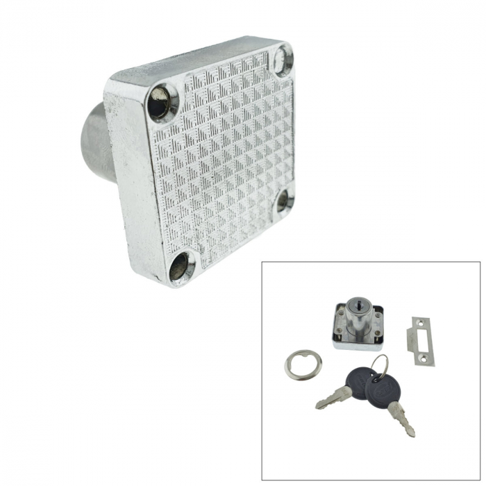 Set incuietoare pentru mobilier, Flores 66846, cu butuc si 2 chei, cromat, dimensiuni 40 x 40 x 32 mm [4]