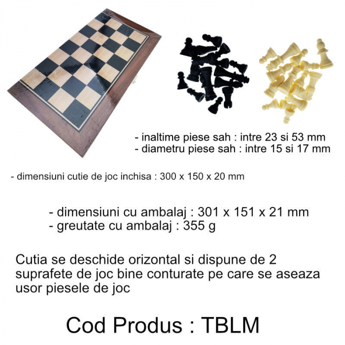 Set jocuri de masa 3 in 1, sah, table si dame, suprafata 30 x 30 cm, din lemn [6]