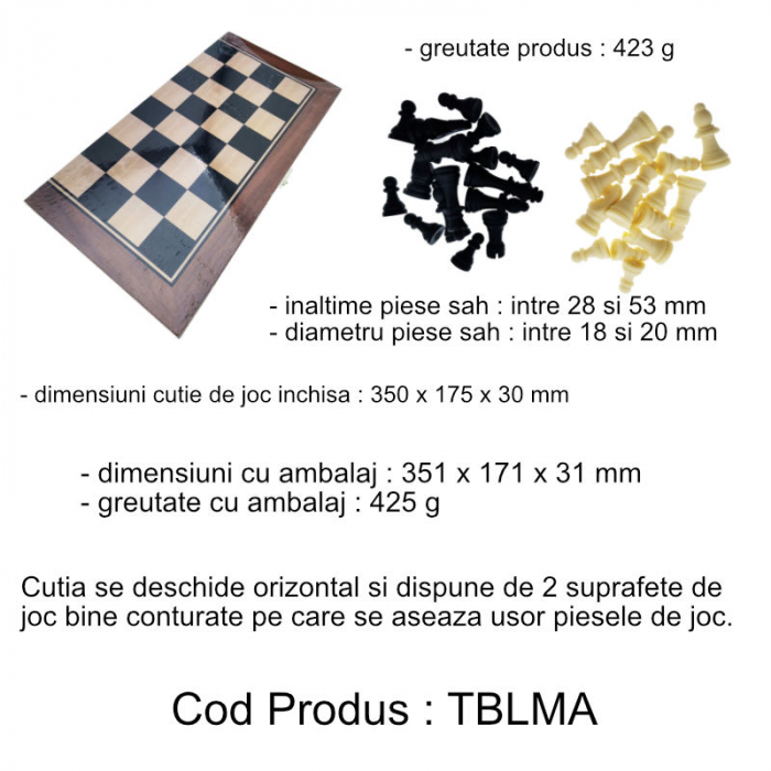 Set jocuri de masa 3 in 1, sah, table si dame, suprafata 35 x 35 cm, din lemn [6]