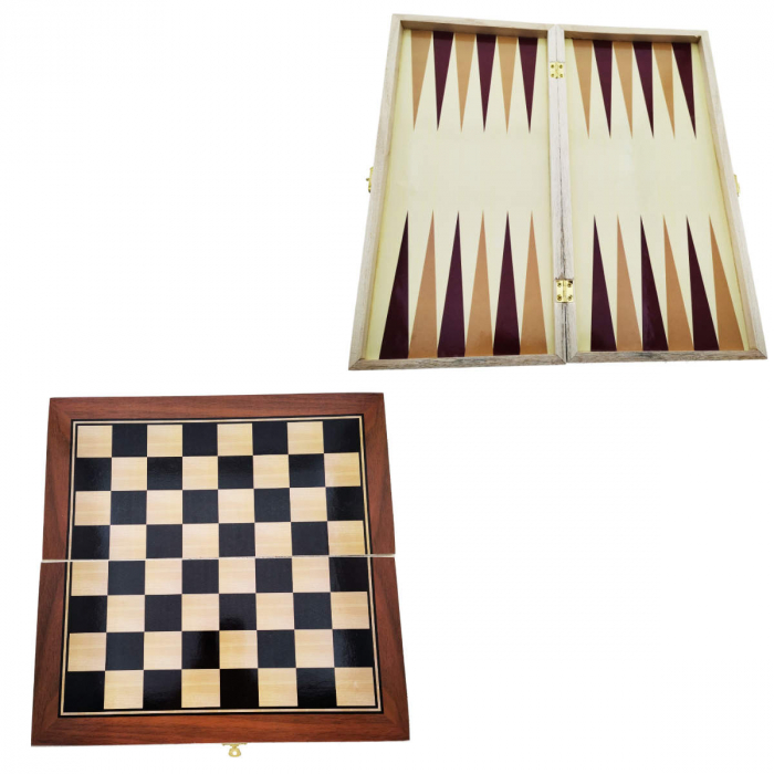 Set jocuri de masa 3 in 1, sah, table si dame, suprafata 35 x 35 cm, din lemn [4]